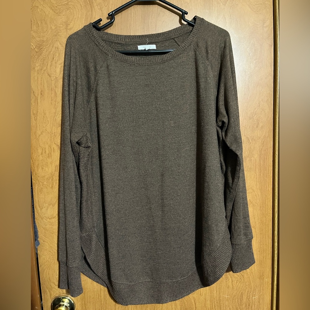 Maurices Brown Long-Sleeve Knit Sweatshirt